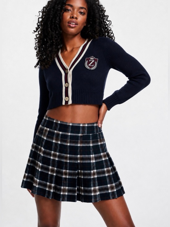 Hollister Dresses & Skirts - Hollister Black Brown White Plaid Check Pleated Mini Skirt Size S NWT Preppy Y2K